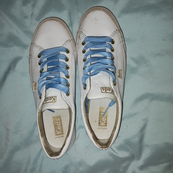💙🤍Keds Jump Kick Leather Sneaker🤍💙 white with blue laces - Picture 4 of 5
